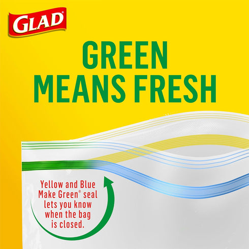 Glad Zipper Food Storage Plastic Bags - Quart - 50 Count (Packaging May Vary)...