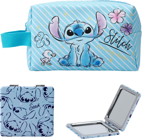 Cartoon Stitch Square Cosmetics Makeup Bag Zipper Pouch Travel Bag Kawaii Pouch Bag Kitty Merch-5, Blue...