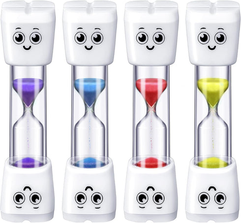 Weewooday 4 Pieces Toothbrush Timer for Kids 2 Minute Sand Timer Smile Pattern Tooth Brushing for Proper Tooth Brushing Boys Girls Oral Hygiene Pa...