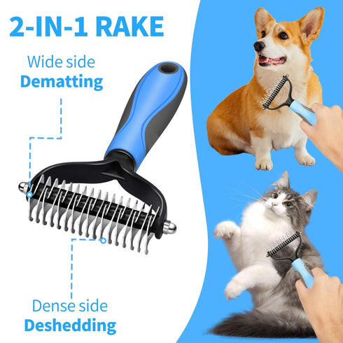 Pet Comb for Dogs and Cats, 2 in 1 Pet Hair Remover Comb with Metal and Rubber Teeth, Suitable for Long and Short Hair Animals...