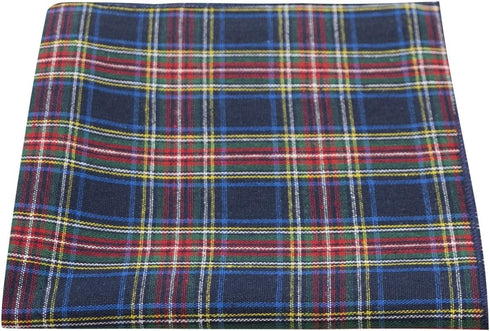 Traditional Navy Blue Tartan Pocket Square, Handkerchief, Check, Plaid...