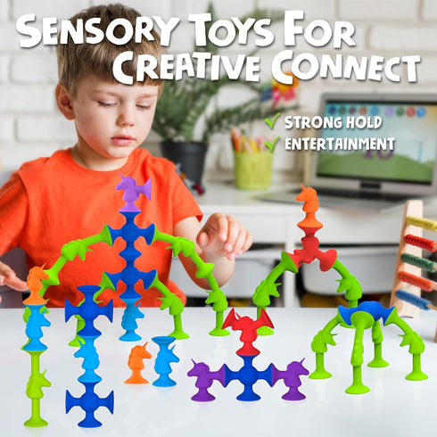 Baby Bath Toys for Kids Ages 1-3 Cute Unicorn No Hole Bath Toys Suction Toys Creative Connect Build Travel Toys Sensory Toys for Toddlers 1-3 Todd...