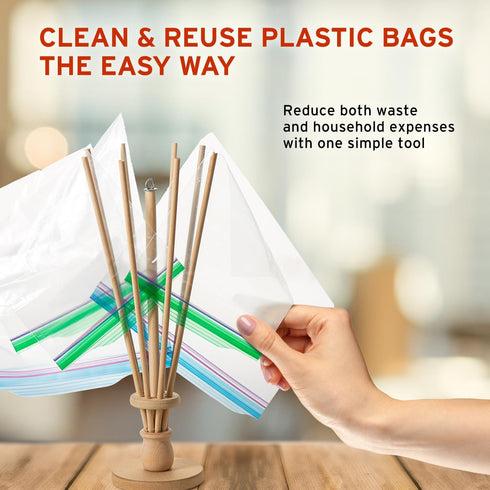 Plastic Bag and Bottle Dryer - Patented; Multi-Purpose Drying Rack Saves Money and the Planet. Folds for Easy Storage...
