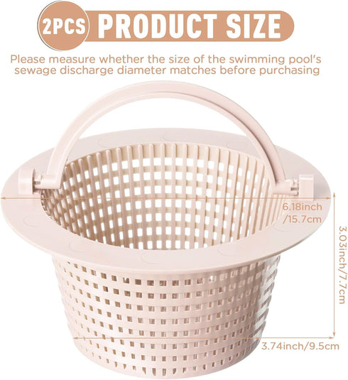 2 Pcs Pool Skimmer Basket with Handle, Leaves Removal Swimming Pool Filter Replacement Basket, Plastic Pool Strainer Basket for Swimming Pools Cle...