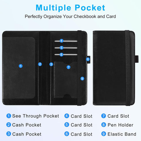 ACdream Checkbook Cover, Leather RFID Blocking Check Book Wallet, Protective Premium Business and Personal Duplicate Checks Holder, with Credit Ca...