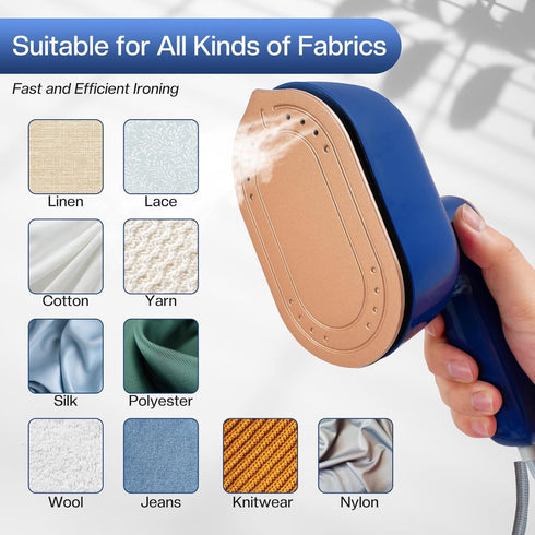 Mini Steam Iron, Travel Steamer for Clothes Portable Mini Iron, Portable Steamer for Dry and Wet Ironing, 970W Handheld Steamer 180° Rotatable Gar...