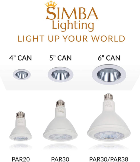Simba Lighting LED PAR20 Light Bulb 6W 38deg Spotlight Dimmable (6-Pack) for Indoor Recessed Can, Range Hood and Outdoor PAR 20, 120V E26 Base, 40...