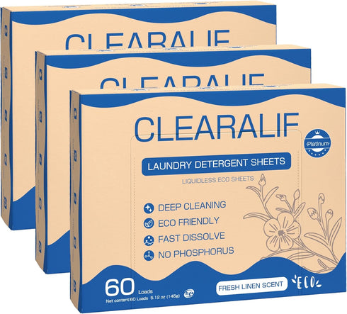 CROS 180 Loads Laundry Detergent Sheets Linen Scent, for Travel, Home, Apartment, Dorm, Laundry Detergent Strips Eco Friendly, Hypoallergenic, Liq...