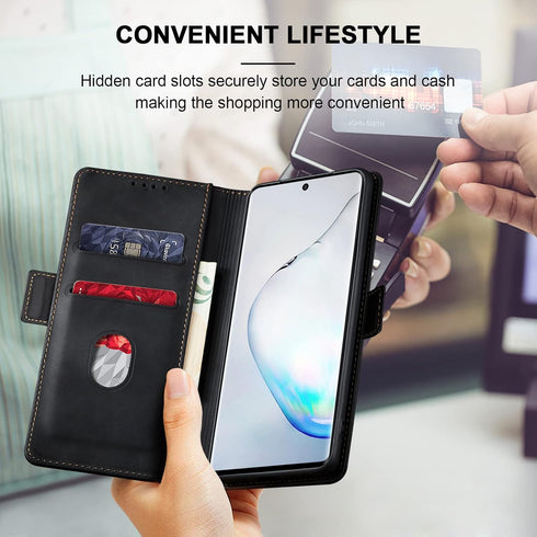 Flip Wallet Case for Samsung Galaxy Note 10 Plus,Leather Magnetic Folio Cover with Card Holder,Kickstand - TPU Shockproof Durable Protective Phone...