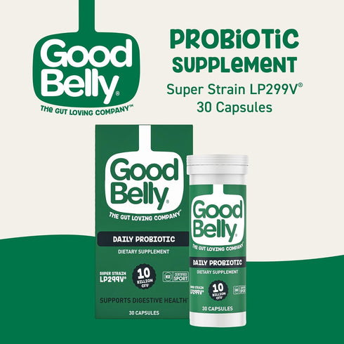 GoodBelly Probiotic Capsules for Digestive Health | Vegan Probiotic Supplement with 10 Billion Live Cultures | Probiotics for Women & Men | 30 Cap...