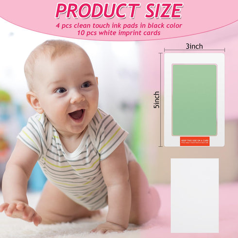Outus 3 x 5 Inch Newborn Handprint and Footprint Paw Print Kit 4 Clean Touch Ink Pads 10 Imprint Cards Pet Inkless Hand and Feet Stamp for Dogs(Gr...