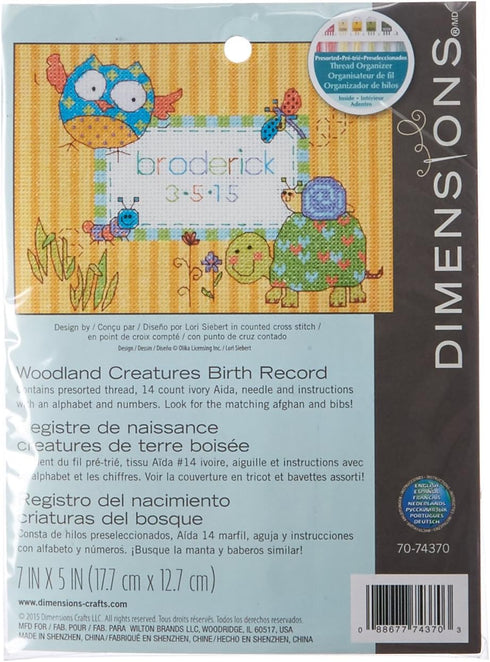 Dimensions Woodland Creatures Birth Record Mini Counted Cross Stitch Kit, 7” x 5”...