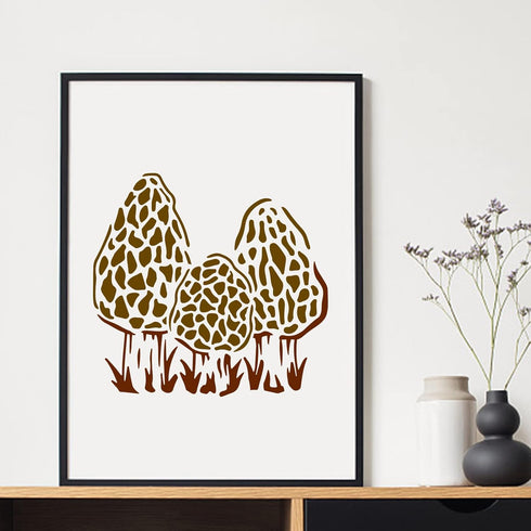 Morel Mushroom Stencil Mushroom Painting Stencils Mushroom Grass Pattern 11.8×11.8 Inch Reusable Garden Stencils for Painting on Wood, Floor, Wall...