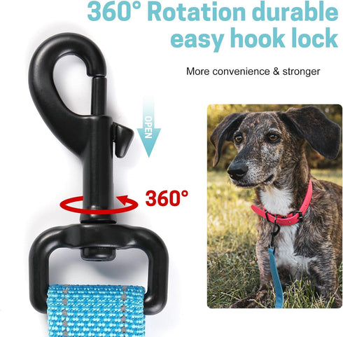 Dog Leash with 2 Comfortable Soft Padded Handles Reflective Heavy Duty Pet Dog Walking Leashes 5FT Blue Durable Dog Training Lead & Traffic Handle...