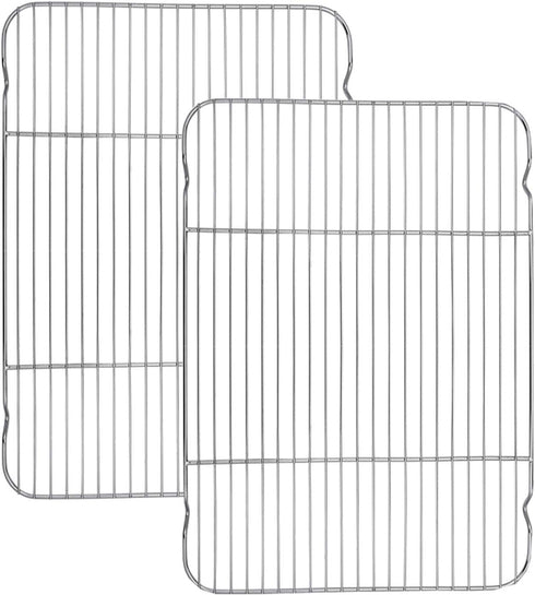 Baking Cooling Rack Set of 2, E-far 16.5"x11.5" Stainless Steel Metal Roasting Cooking Racks, Fits in Half Sheet Cookie Pans, Non Toxic & Rust Fre...
