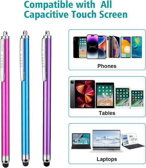 Stylus Pens for Touch Screens iPad iPhone Kindle Fire (Pink/Purple/Aqua Blue)...