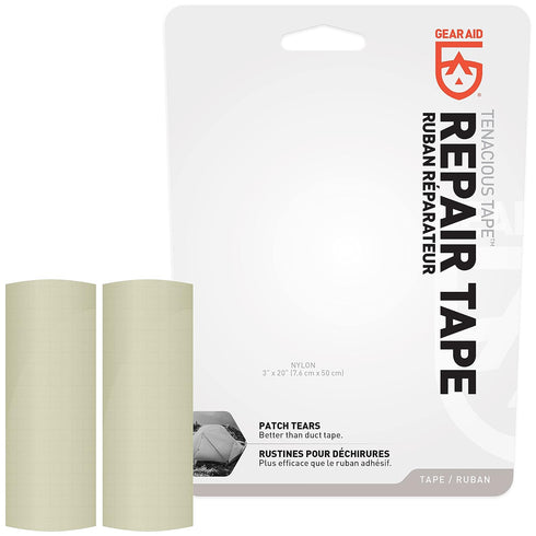 GEAR AID Tenacious Tape 3”x20” Fabric and Vinyl Gear Repair Tape, Quickly Fix Holes and Rips in Puffy Jackets, Rain and Snow Gear, Tents, Sleeping...