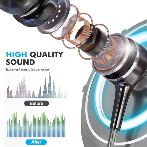 Wired Earbuds with Microphone 5 Pack, in-Ear Headphones with Heavy Bass, High Sound Quality Earphones Compatible with iPad, Laptop, MP3, Android S...