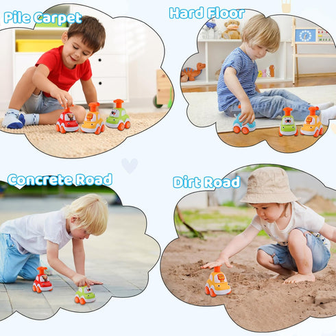 Animal Car Toys, 4 Pack Press and Go Toddler Toy Cars, Inertia Toy Cars for Toddlers 1-3, Baby Toys for 18+ Months Year Old Boy Girl's Birthday Gi...