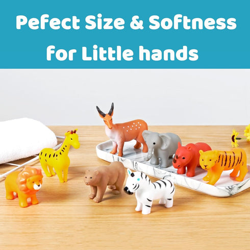 Baby Bath Toys, for Infants 6-12& Toddlers 1-3, No Hole Bathtub Toys (Wild Animals, 8 Pcs with Mesh Bag)...