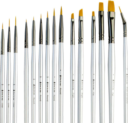 Best Small Miniature Paint Brushes - Detail Paint Brush Set of 14 pcs +1 Free, Tiny Model Paint Brush Set for Face Painting, Fine Detailing - Acry...