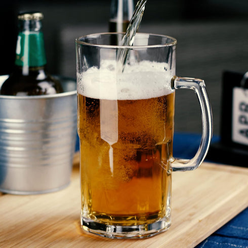 BaveL Style Extra Large Beer Mug 34 Ounce,Large Glass Mugs With Handle,One Liter German Beer Stein Super Mug (34 oz)...