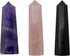 Amazing Gemstone Set of 3 Amethyst, Rose Quartz, Black Tourmaline Crystal Towers - Natural Healing Crystal Point Obelisk for Reiki Healing and Cry...