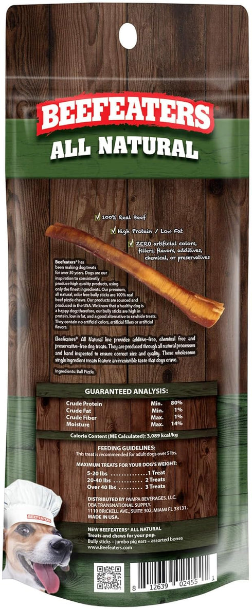 Beefeaters Dog Treats - 12in Bully Sticks, 6ct | All-Natural, Highly Digestible | Dog Food Promotes Dental Health | No Additives or Preservatives ...