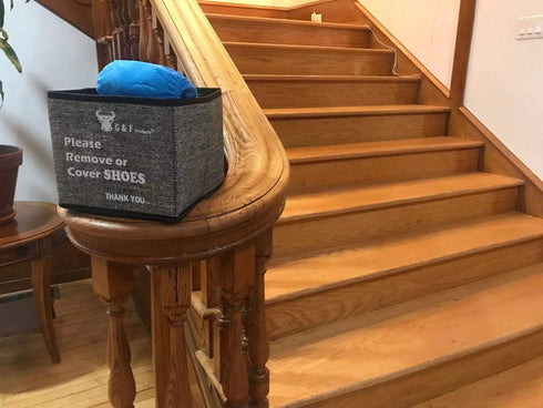 G & F Products Shoe Covers Box, Foldable Collapsible Shoe Covers Holder Bootie Box holds up to 100 Disposable Shoe for Realtors and Open House als...