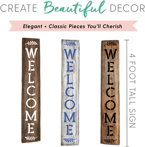 Large Vertical Welcome Sign Stencils for Painting on Wood and More - Create Beautiful Wood Signs with This Large Welcome Stencil – Set of 3 Indivi...