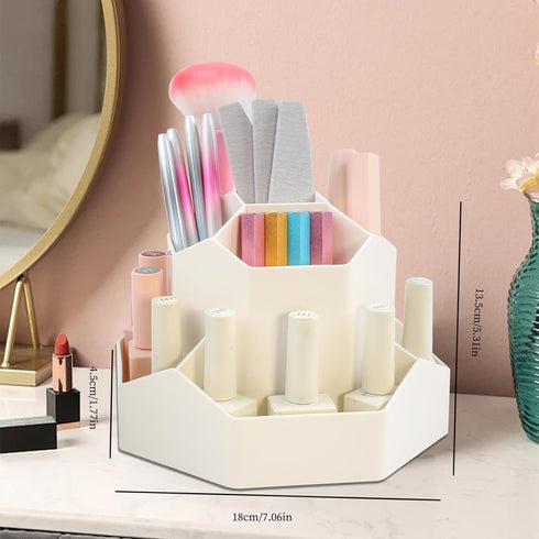 Makeup Brush Organize, 360° Rotating Nail Art Tool Holder Case, 9 Slot Make up Brushes Cup for Cosmetics, Nail Polish, Art, Office Supply, Vanity ...