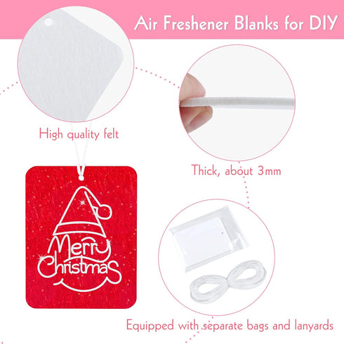 MIAHART 30 Piece Sublimation Air Freshener Blanks with Bags, DIY Scented Hanging Felt Heat Transfer Air Freshener for Car Home Interior Decor...
