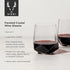 Viski Raye Faceted Crystal Wine Glasses Set of 2, No-Lead Premium Crystal Clear Glass, Modern Stemless, Wine Glass Gift Set, 20 oz...