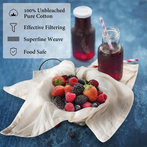 Cheese Cloths, 3PCS Precut 20x20 Inch, Grade 100 Hemmed Cheesecloth for Straining Cooking, Fine Mesh Cloth Strainer Reusable, 100% Unbleached Cott...