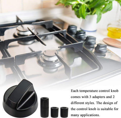 Blutoget 4 Pack Black Universal Control Knobs with 12 Adapters - Compatible for Oven Stove Range - Universal Stove Knobs - Wide Range of Availability