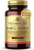 Solgar Vitamin D3 Cholecalciferol 250 MCG 10000 IU Softgels Helps Maintain Healthy Bones Teeth Immune System Support Non GMO Gluten, Dairy Free Se...