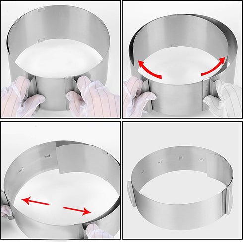 2 PCS 6 to 12 Inch Adjustable Stainless Steel Cake Mold Ring Set, Round Cake Mould Cake Mousse Ring Circle Mold DIY Pastry Cooking Supplies for Ba...