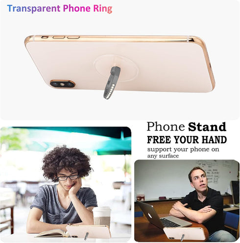 Transparent Cell Phone Ring Holder Kickstand,Bling Bling Sparkle Diamond Clear Cell Phone Finger Ring Grip Stand(Silver/Black)...