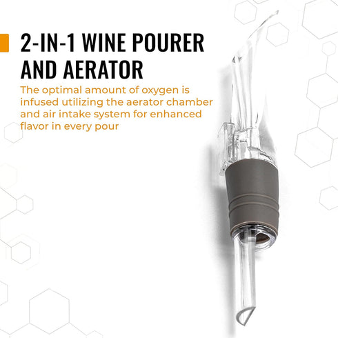 4-Piece Wine Opener Set - Manual Air Pump Wine Bottle Opener, Wine Aerator Pourer Spout, Wine Foil Cutter, Vacuum Wine Stopper - Wine Accessories ...