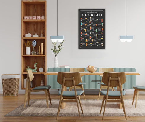 5M BOX Classic Cocktail Poster, 16"x24" Cocktail Recipe Mixology Art Prints, Cocktail Menu Guide Print, Bar Cart Decor, Cocktails Poster...