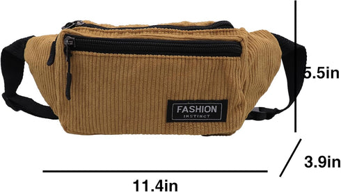Corduroy Fanny Pack for Women Waist Bag Travel Crossbody Belt Bags Small Bum Purse Hiking Daypack for Running Workout...