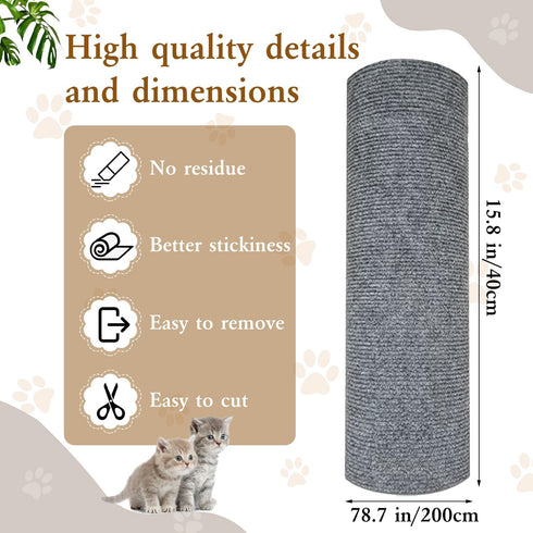 Trimmable Cat Scratching Post Carpet Trimmable Self-Adhesive Carpet Mat Pad Replacement for Cat Tree Shelf Shelves, Cat Wall Furniture Steps, Cat ...