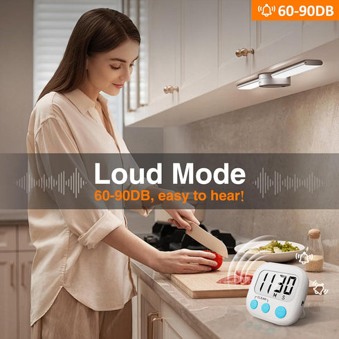 2 Pack Digital Kitchen Timer for Cooking Big Digits Loud Alarm Magnetic Backing Stand Cooking Timers for Baking White...