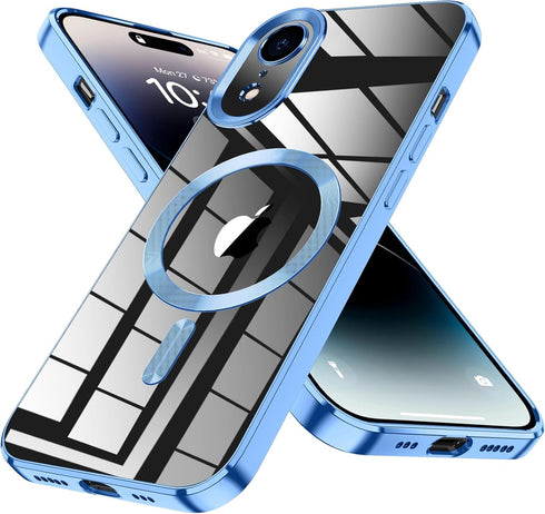 Magnetic Clear Case for iPhone XR Case 6.1-Inch, Military Drop Protection Anti-Scratch Shockproof Plating Slim Crystal Clear Soft iPhone XR Case f...