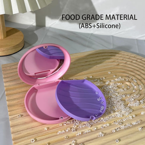 2 Pack Aligner Case with Mirror,Convenient Retainer Case for Invisalign Aligners, Night Guards, and Mouth Guards(1PC Pink Purple+1PC Purple Green)...