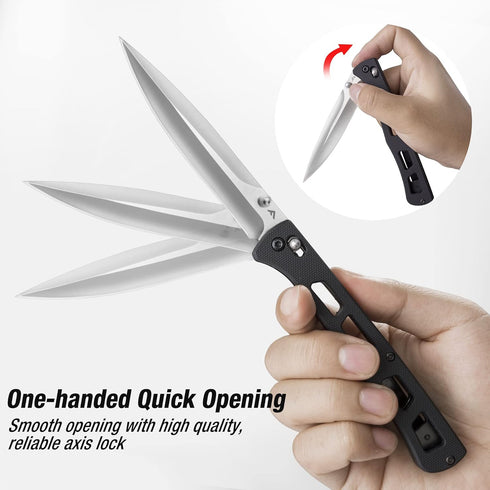 FLISSA Folding Pocket Knife, 4-inch EDC Knife with G10 Handle, D2 Steel Blade, Belt Clip, Thumb Stud and Axis Lock, Tactical Knives for Men Women,...