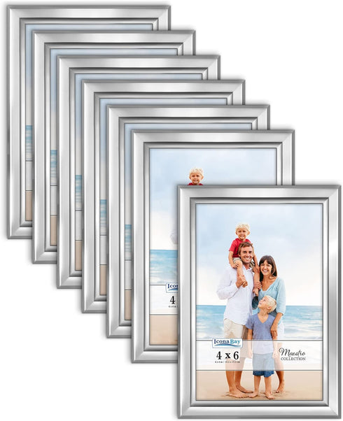Icona Bay 4x6 Picture Frames Set (Silver, 12 Pack), Classy Contemporary Style, Maestro Collection...