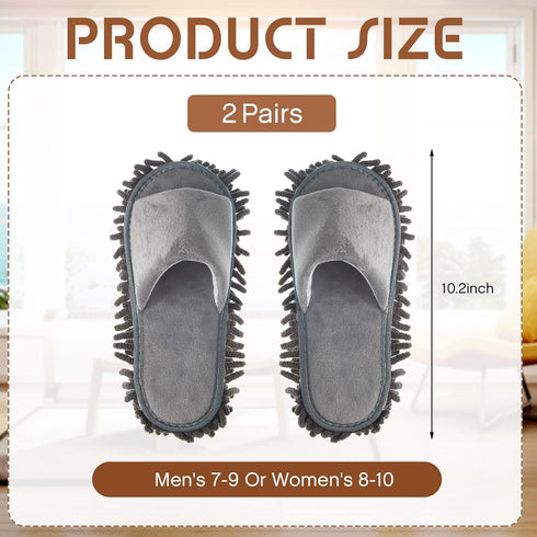 2 Pairs Microfiber Cleaning Mop Slippers for Floor Cleaning House Mop Shoes Men and Women Washable Unisex Dusting Slippers Dirt Cleaning Tool Supp...