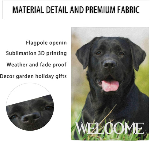 TropicalLife Welcome Black Labrador Dog on the Grass Polyester Garden Flag Banner 12 x 18 Inch Double Side Print Home Outdoor Patio Yard Garden De...