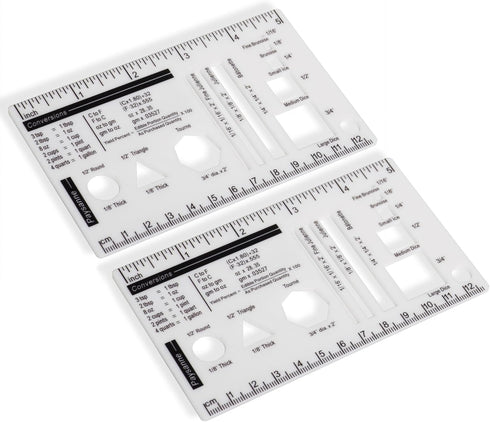 2Pcs Culinary Ruler Acrylic Mini Cutting Reference Template Cooking Measurement for Food Essential Kitchen Tool with Weight Temperature Baking Con...